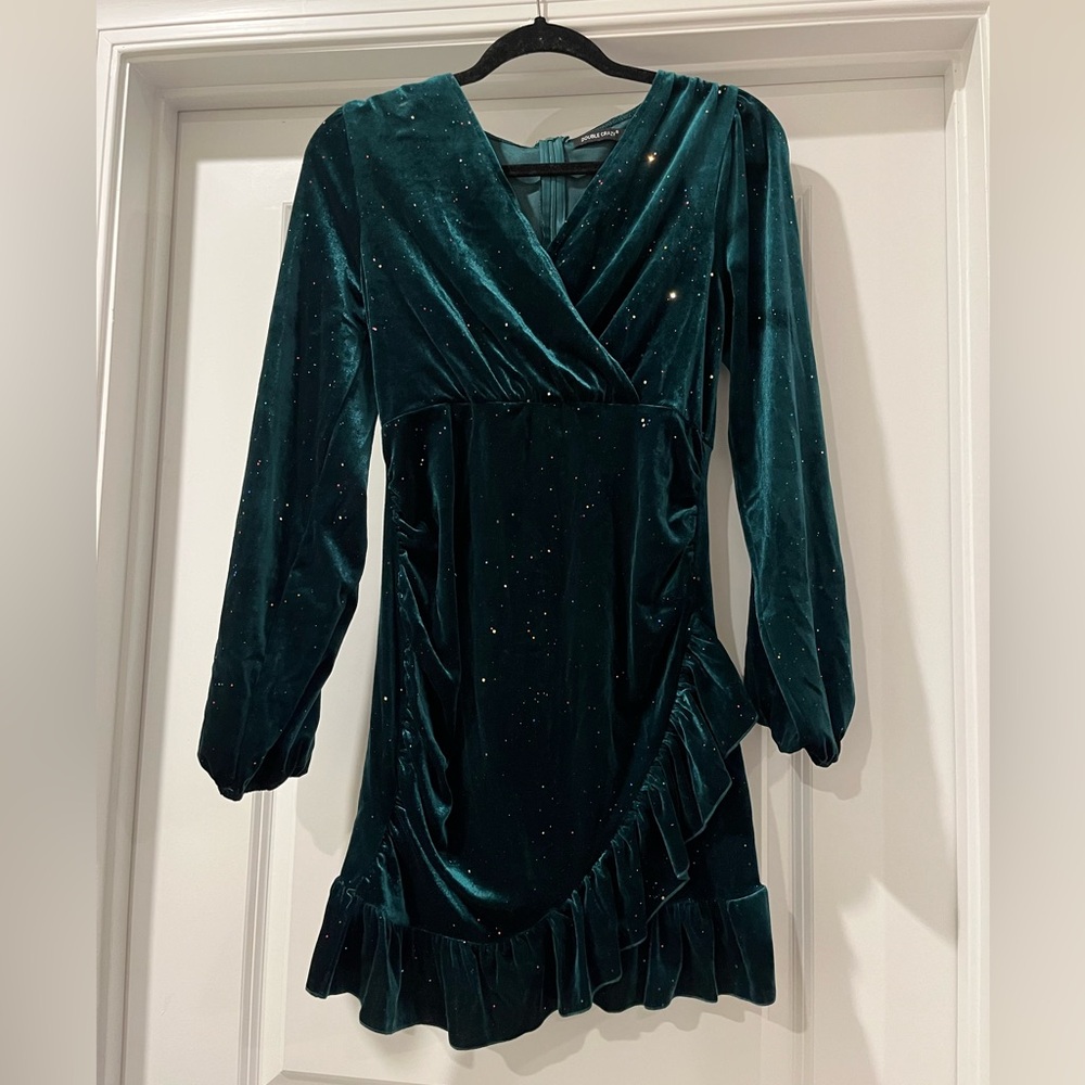 Green velvet dress